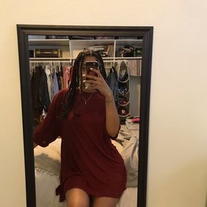 RED RIBBED GIORGIO ZILLIONI T SHIRT DRESS